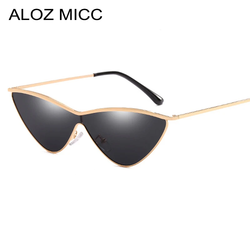 

ALOZ MICC Brand Designer Classic Women Cat Eye Sunglasses Retro One Piece Metal Frame Mirror Sun Glasses Female Shades UV400