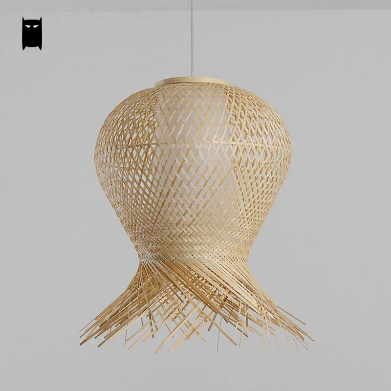 الخوص الروطان والخيزران آسيا ريفي اليابانية شنقا مصباح قلادة الإضاءة بريقا luminaria المنزل داخلي غرفة الطعام