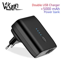 VVKing 5000 мАч зарядное устройство 2 USB зарядное устройство 2 в 1 складная вилка EU/US Быстрая зарядка 2.4A для iPhone huawei samsung LG USB зарядное устройство