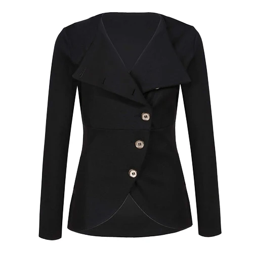 

Women's Solid Fashion Outerwear Jacket Single-breasted Button Long Sleeve Turn-down Collar Spring Autumn Ladies Slim Clothing