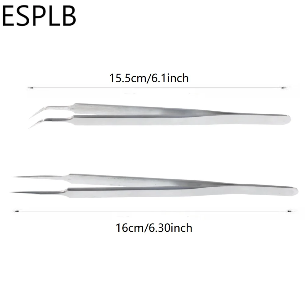 Precision Tweezers 160mm Long Stainless Steel Straight Curved for Phone Repair