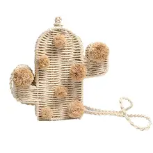 Кактус Форма ротанга Single-сумка натуральный модные плетеные ротанга сумки для Женский Бренд