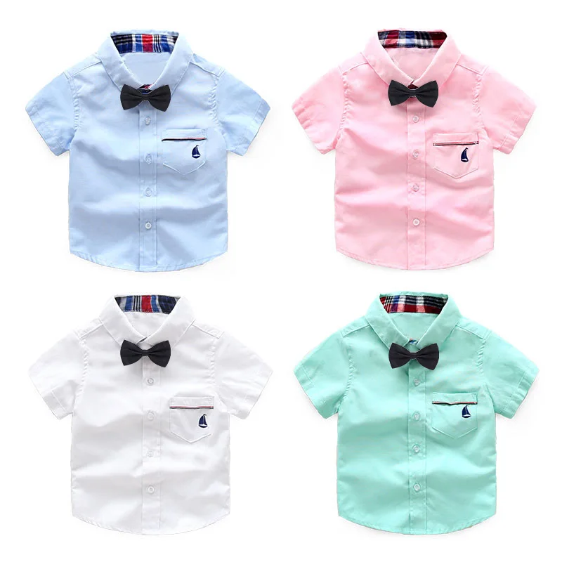 2018 New Design Boy's Shirt Fashion High Quality Casual Short Sleeve Turn-down Collar With Tie Cotton Soft Shirt kid Clothing 2018 New Design Boy's Shirt Fashion High Quality Casual Short Sleeve Turn-down Collar With Tie Cotton Soft Shirt kid Clothing