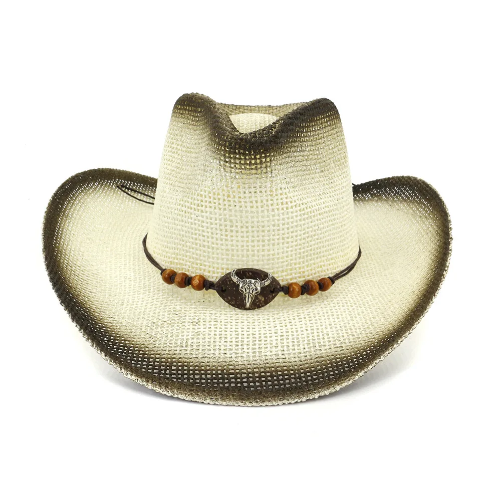 Sombrero de Paja Verano Retro Sombrero de vaquero para hombre Damas Vestido Elaborado Sol Sombrero