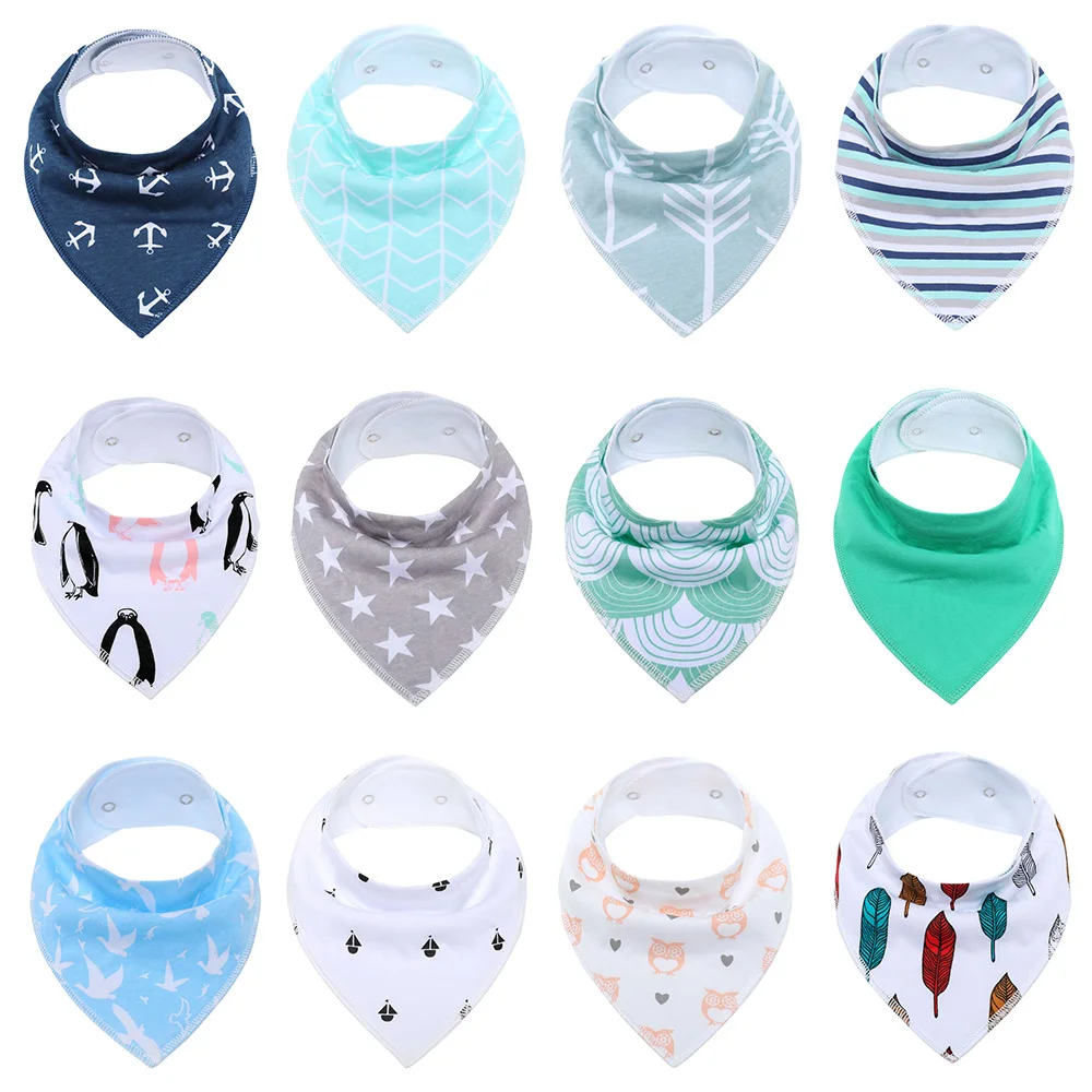 Ajustáveis para Babar e Dentição Útil do Bebê Unissex Bandana Babadores 100% Algodão Presente Conjunto Acessórios 12 Pçs 11 Mamãe e Bebê