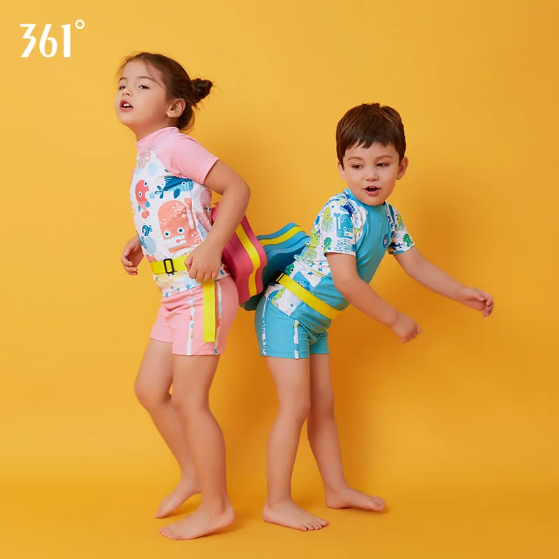 

361 Kids Swimsuit Cute Girls Swimwear Two Piece Short Sleeve Character Swimming Suit Boys Bathing Suit Children Swimming Trunk
