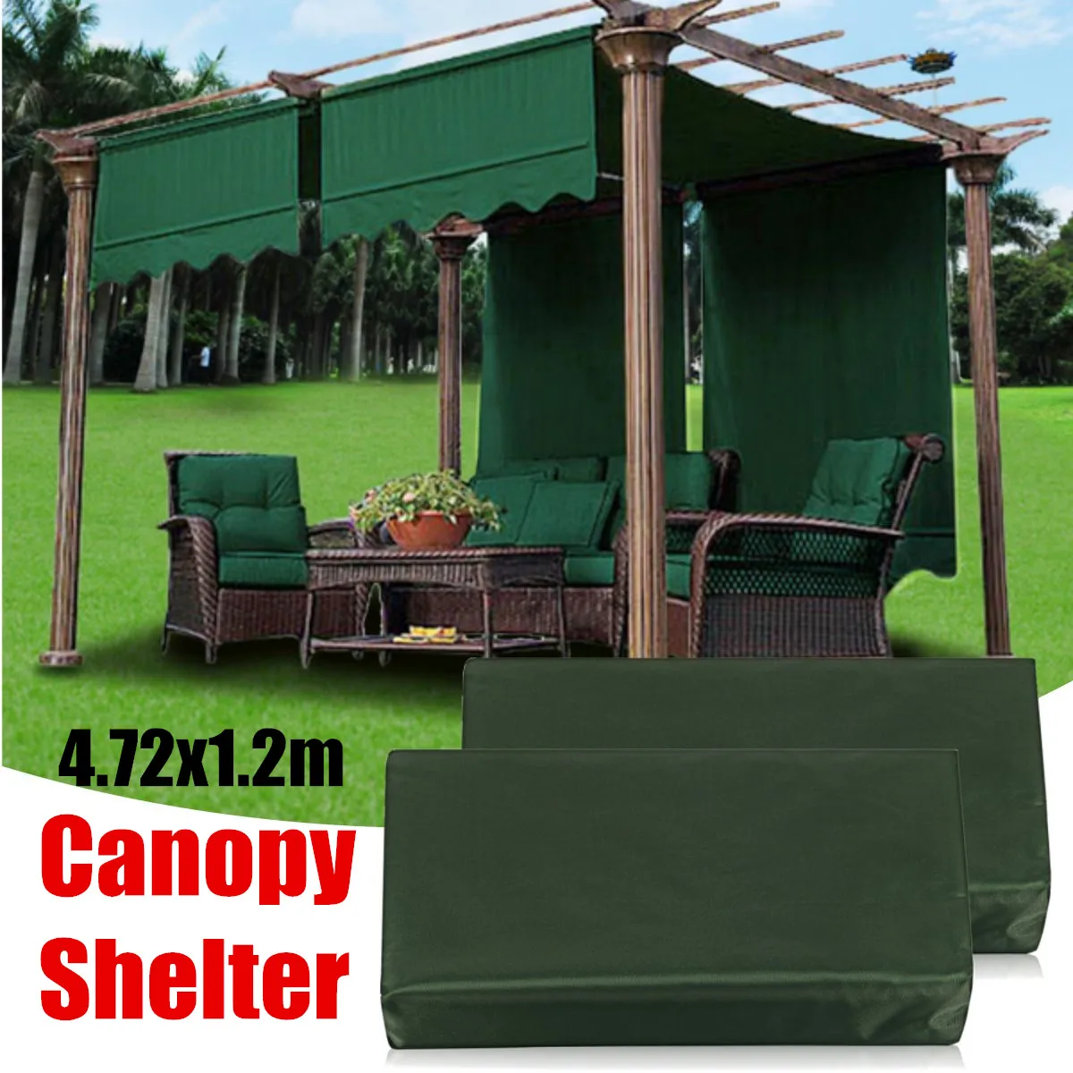2Pcs/Set 4.72x1.2m Sun Shade Canopy Outdoor Camping Cover Garden Patio