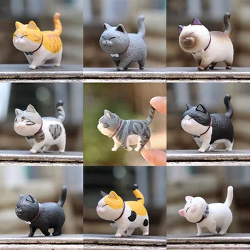 

9pcs BAIUFOR Miniature Elegant Fat Siamese Cat Family Figurines for Terrarium Accessories DIY Fairy Garden Decor Loli Dollhouse