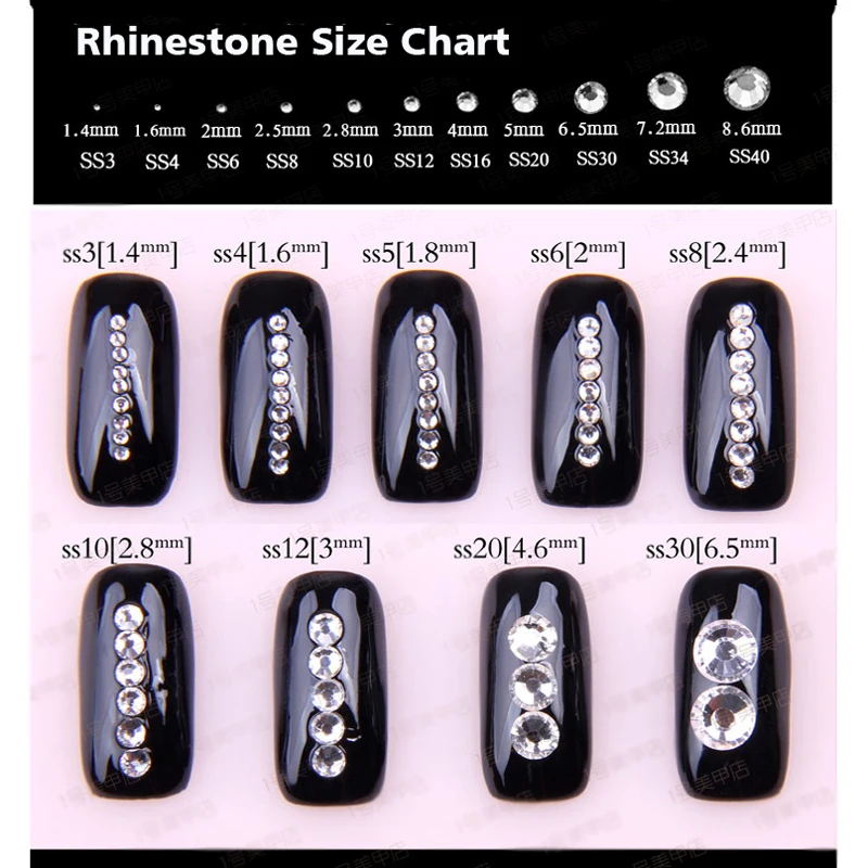 

Super Glitter Rhinestones Crystal Clear ss3-ss50 Non HotFix Flat Back Glass Nail Art Decal Nail Decorations BSZ