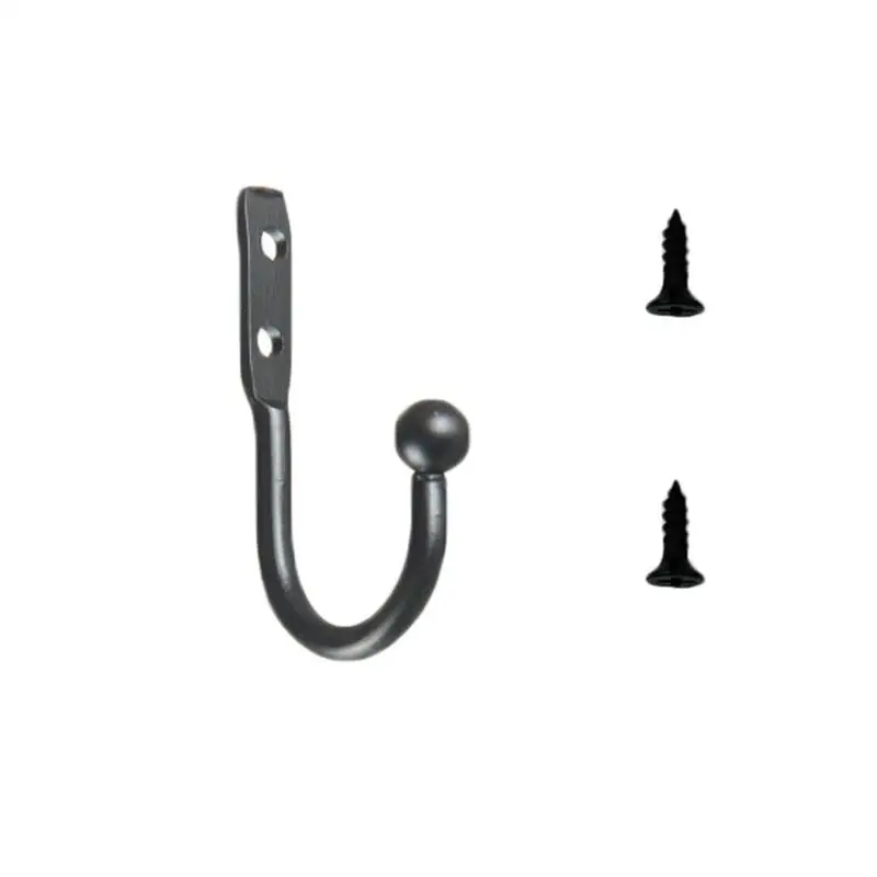 Один набор мини-крючков один маленький размер настенные крючки Декоративная вешалка на дверь металлический сплав настенные вешалки черные крючки(1 крючок и 2 винта
