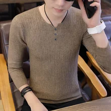 Свитер мужской Повседневный пуловер с v-образным вырезом Мужская Осенняя приталенная рубашка с длинными рукавами мужские свитера трикотажные кашемировые шерстяные пуловеры