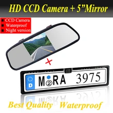 Promotion2 в 1 HD CCD европейский автомобиль лицензия камера заднего вида + 5 ” монитор зеркала автомобиля, Рамка номерного знака парковочная камера монитор