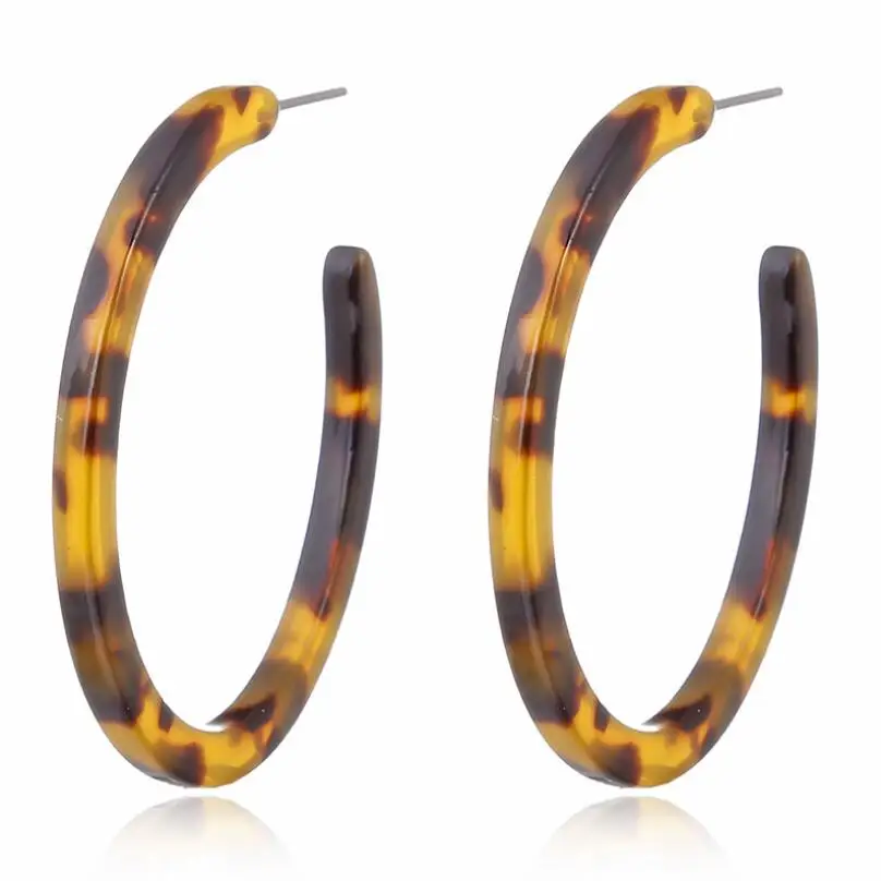 

Vintage C Shape Leopard Acetate Resin Geometric Large Earrings For Women Fashion Jewelry Acrylic Tortoiseshell Pendientes AE707