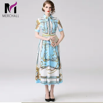 

Merchall Runway Designers Dress Women Fashion 2019 Luxury Print Pleated Dress Summer Short Sleeve Dresses Robe Femme Ete MC6222
