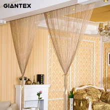 GIANTEX 2.9×2.9m Shiny Tassel Flash Silver Line String Curtain Window Door Divider Sheer Curtains Valance Home Decoration U0978