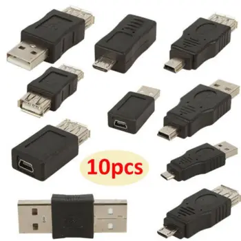 

10 pcs USB Adapters USB 2.0 Mini OTG Converter Plug Changer Female Adapter 5 Pin Power Data