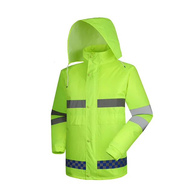 Hi Viz Yellow Raincoat Reflective Strips