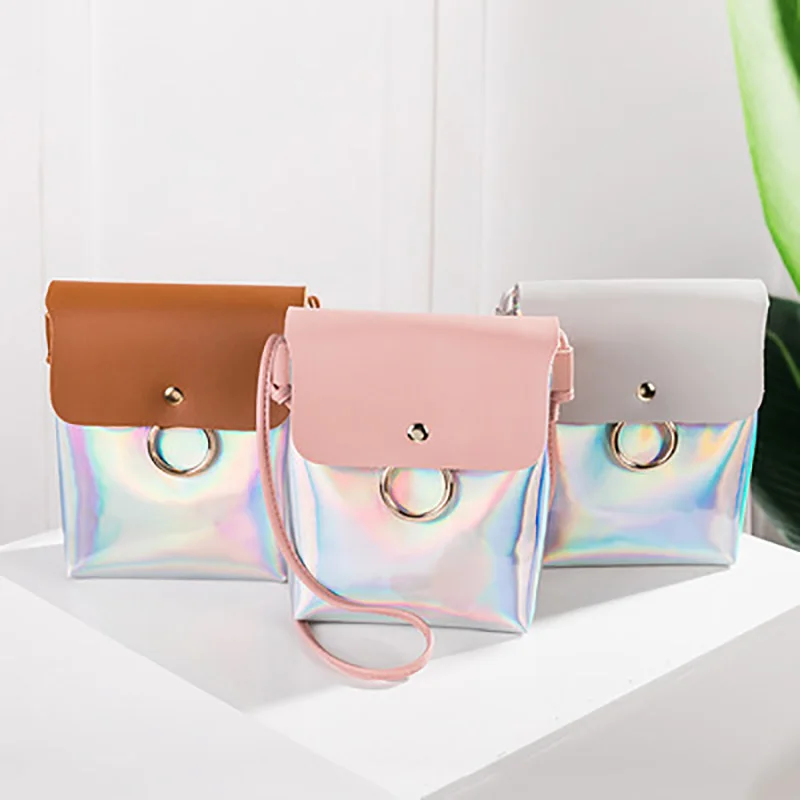 

Fashion Laser Shoulder Crossbody Bag Women 2019 Korean Style Small PU Leather Handbags Mini Coin Pouch for Teenage Girls Kids