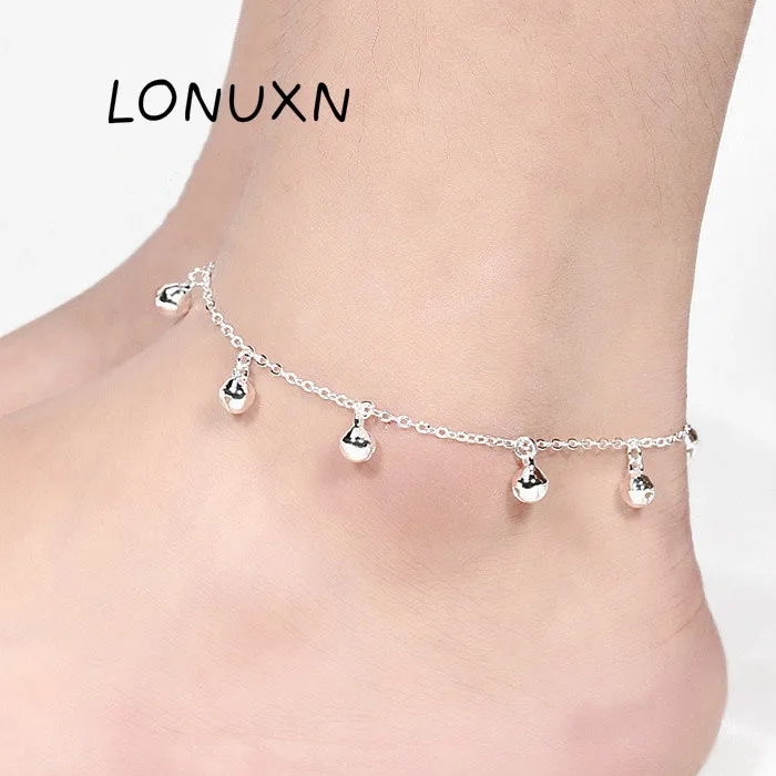 

High quality tassel Real 925 Sterling Silver Anklets for Women Fine Jewelry beadsCharms Adjustable 2018 Hot Sale lovers gift
