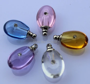 

25pcs/lot lucency water drop Rice vials pendants rice vial pendant perfume empty glass bottle glass spray perfume crystal bottle