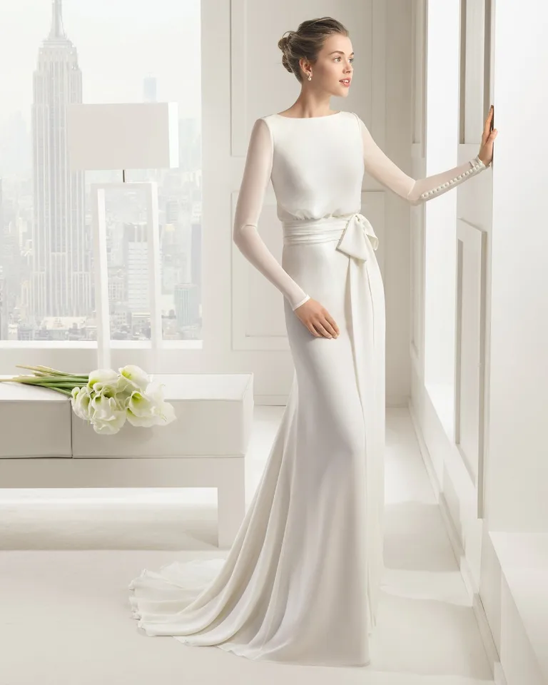 plain chiffon wedding dress