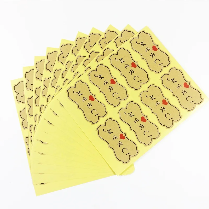 800 Pcs/lot MERCI With Red Heart Kraft Paper Sealing Sticker Labels For DIY Gift Wedding Party Favors Decoration Wholesale|lot lot|lot diymerci