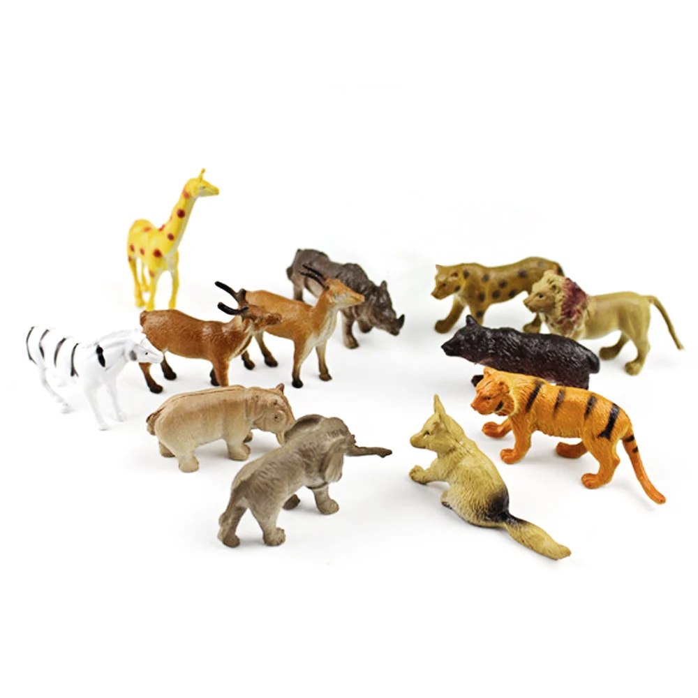 Дети 12 шт. мини искусственный лес диких животных модель игрушки 12 различных стиль модель диких животных игрушка с коробкой для хранения