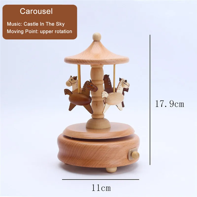 10 Type Wooden Music Box Creative Gift Gifts For Kids Musical Carousel Ferris Wheel Boxes Boxs Navidad Decorations For Home