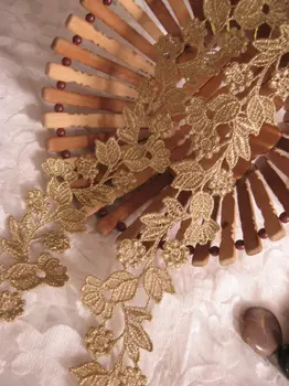

Gold venise lace trim, golden crocheted bridal lace, vintage floral and leaves trim lace 10 yards/lot