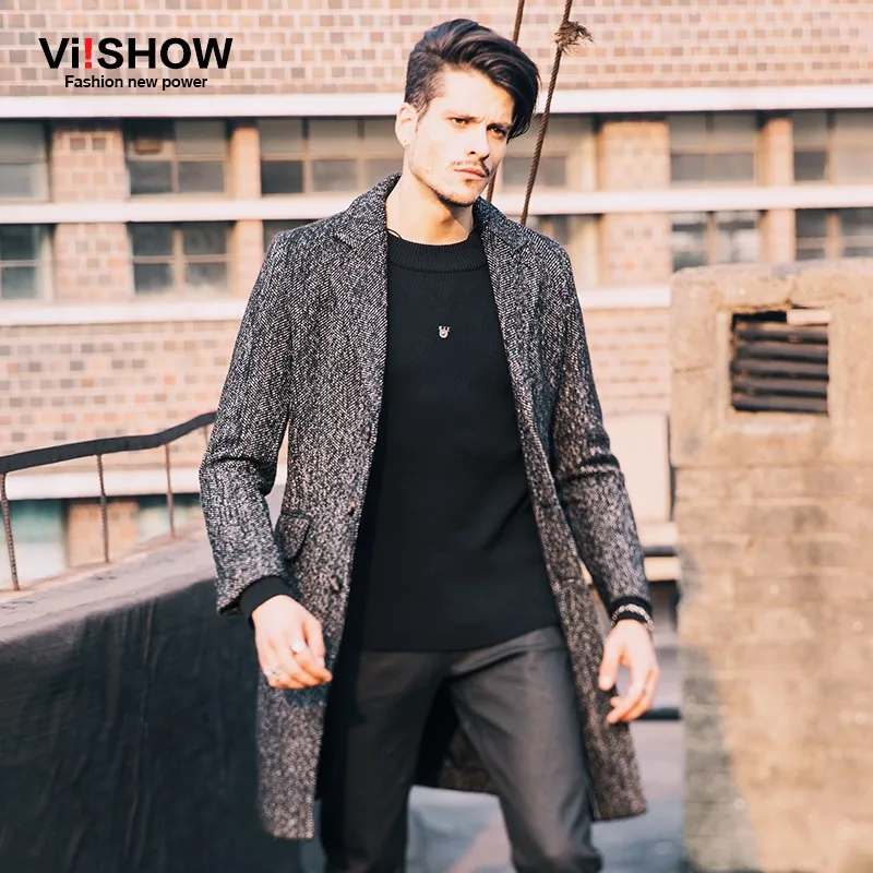 Viishow Winter Long Coat Male Long Trench Korean Style Fashion Mens Jacket Trench Coat for Men