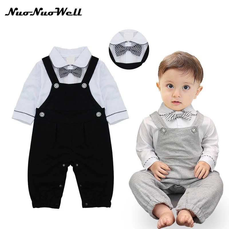 New Boy Cotton Gentleman Romper Jumpsuit Clothes Newborn Baby Infant Kids