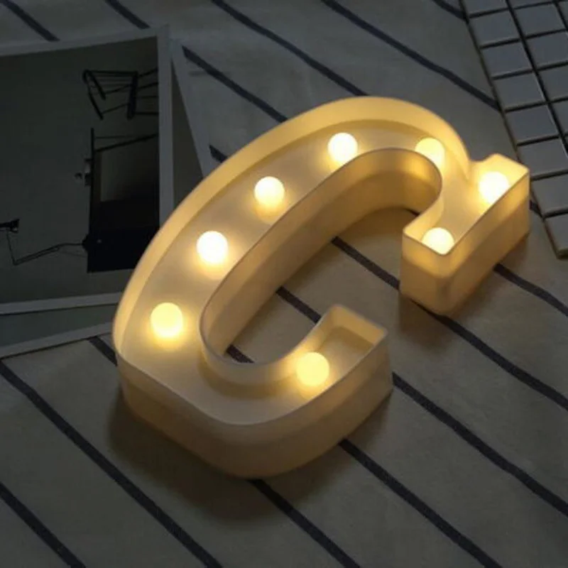 Led Marquee буква Алфавит символ огни знак Свадьба День Рождения Декор лампы - Цвет: C
