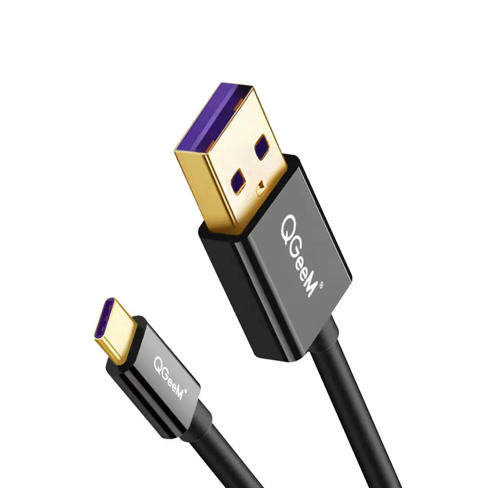 QGeeM USB A-USB C кабель для синхронизации данных для Macbook samsung Galaxy S8 Oneplus huawei mate 10 usb type-c кабель - Цвет: Black ABS Shell