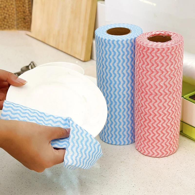 

Non Woven Wash Cloth Eco-Friendly Dish Cloth Disposable Dish Rag Dish Towel To Wipe Cleaning Tools Kitchen Brush 50 Pcs/Roll