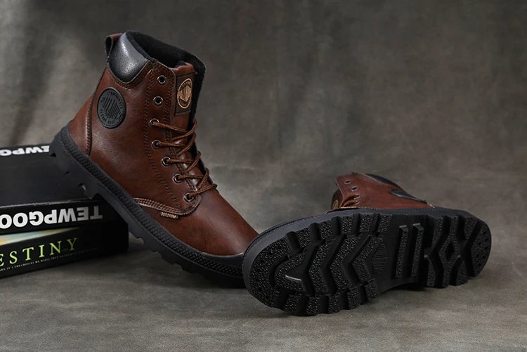 PALLADIUM/однотонные мужские ботильоны кофейного цвета в стиле милитари; Мужская обувь для прогулок в ковбойском стиле; Классическая Повседневная обувь