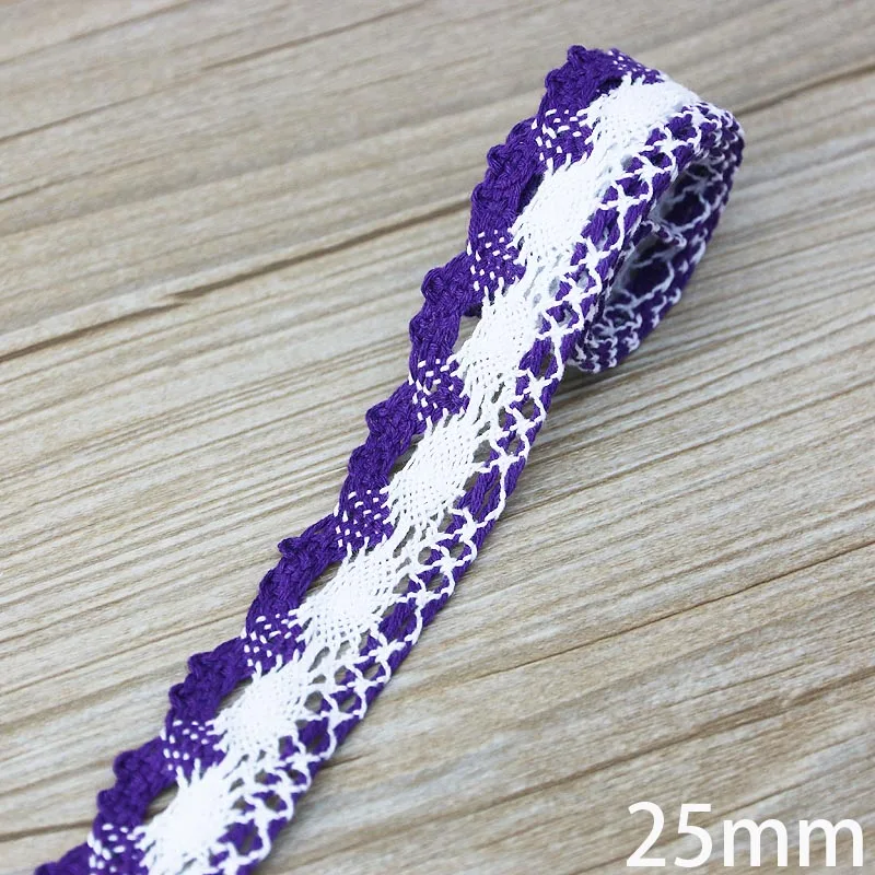 2 метра/рулон) 25 мм цветная хлопковая вышитая кружевная сетчатая лента для отделки ткани DIY Швейные материалы ручной работы для поделок - Цвет: Фиолетовый