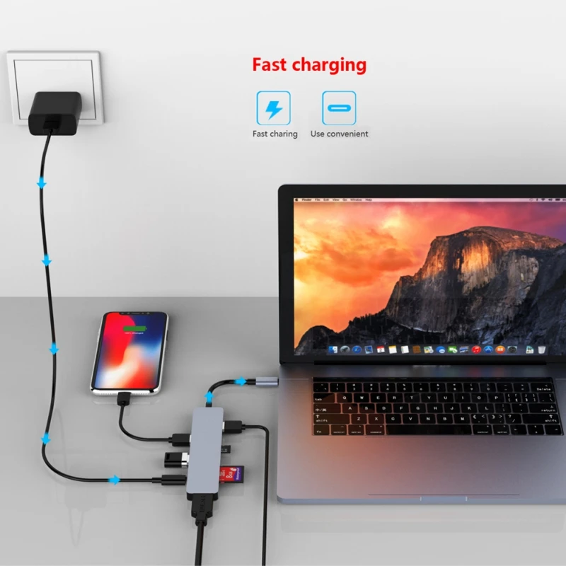 Для MacBook и MacBook Pro многопортовый SD/карта mirco-SD Reader 4 K HDMI адаптер USB 3,0 концентратор type-C женский