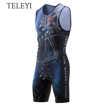 

TELEYI Triathlon Cycling Jersey Bike Quick Dry Sleeveless Cycling Skinsuit Riding Siamese wear Clothes