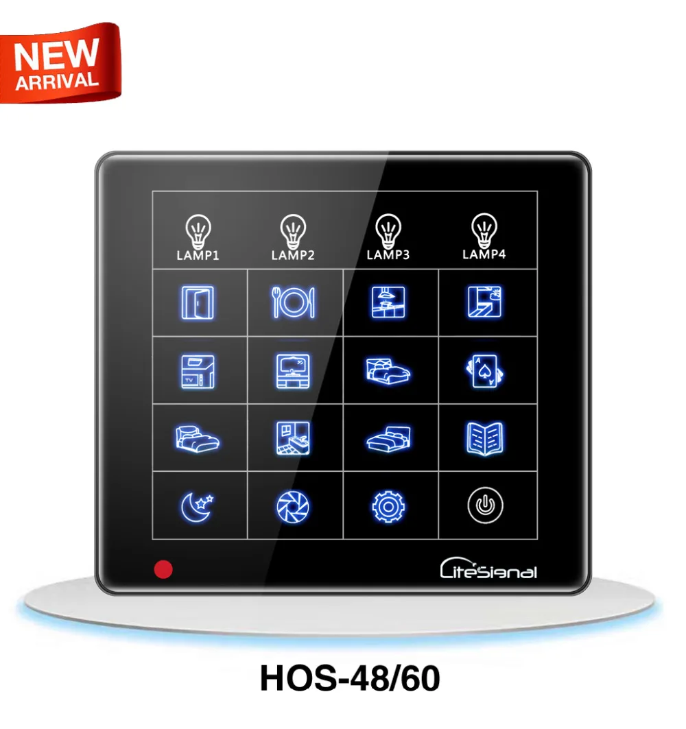 

Fresh new smart home touch panel switch load 4 gang and main control 48/60 group lights with RS485 communication - HOS48/60
