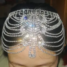 Свадебный головной убор с кристаллами, стразы, цепочка с захлопывающимся колпачком, свадебные аксессуары Гэтсби, вечерние украшения на голову