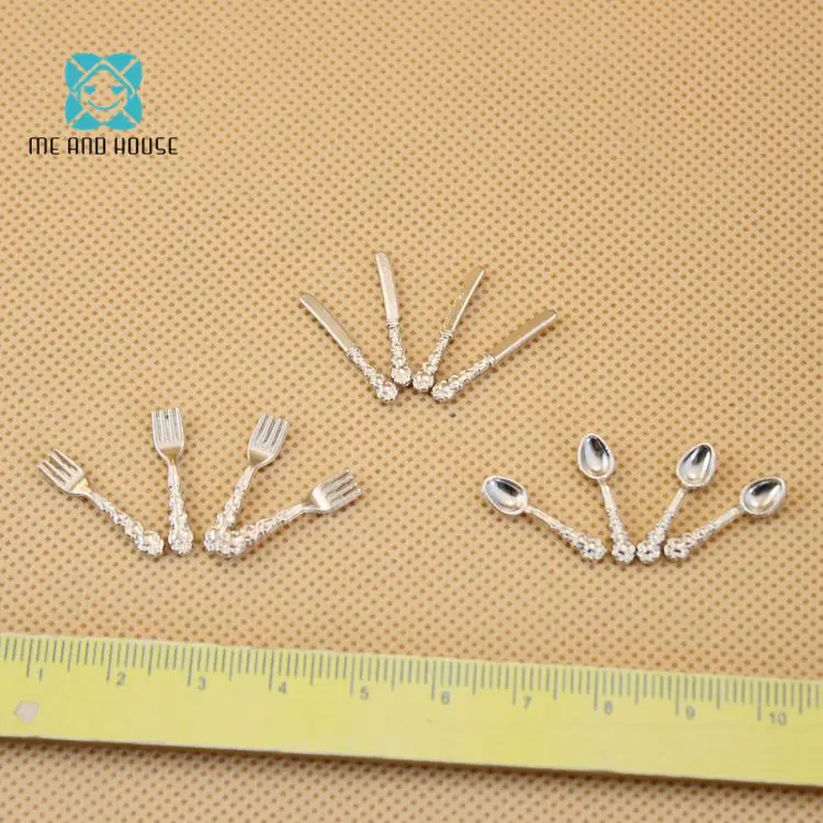 

Dollhouse Mini Cutlery Knife Vintage Style Miniatures Tableware Fork Spoon Children Toys Doll House Decorate