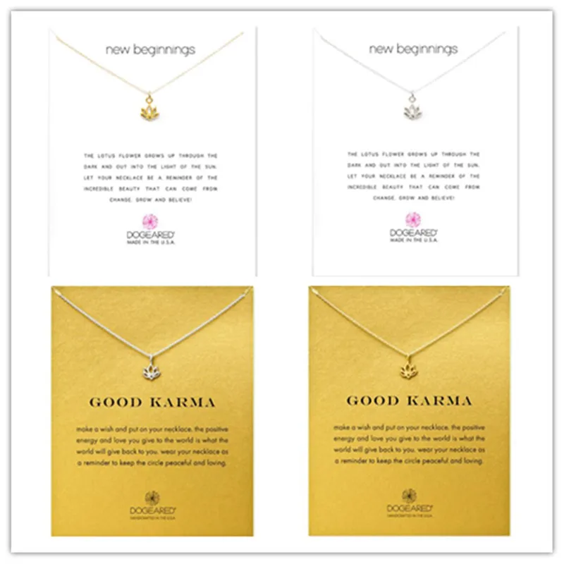 

New Arrival Lotus Necklaces for Women Elegant Vivid Lotus Flower Wish Card Pendant Necklaces Wedding And Party Gifts 10pcs/lot