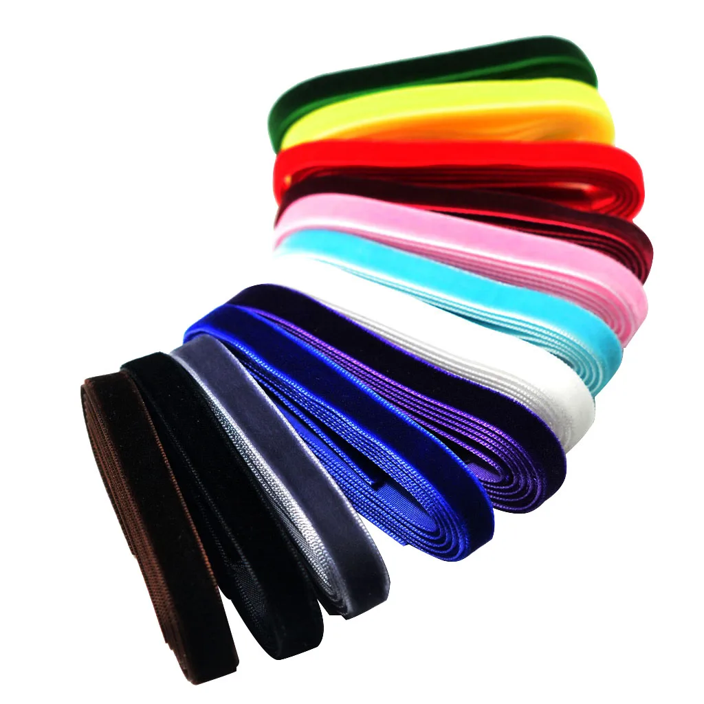 12pcs 1 Yard Luxury Velvet Ribbons for DIY Hair Accessories Hair Bow Craft 9mm 25mm