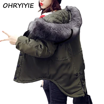 

OHRYIYIE Plus Size 5XL 6XL Women's Winter Jackets Women Parkas 2019 Autumn Winter Big Faux Fur Collar Hooded Female Warm Coats