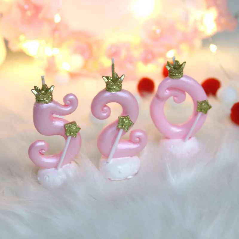 

New Cute High-grade Crown 0-9 Digital Birthday Candles Baby Shower Happy Birthday Cake Topper Unicorn Party Birthday Cake Decor
