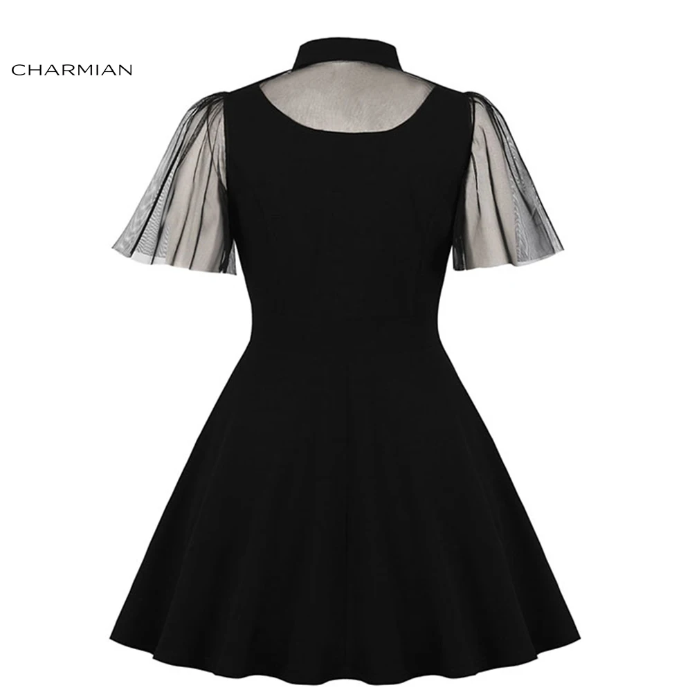 Женское сексуальное готическое черное прозрачное Сетчатое платье Charmian с