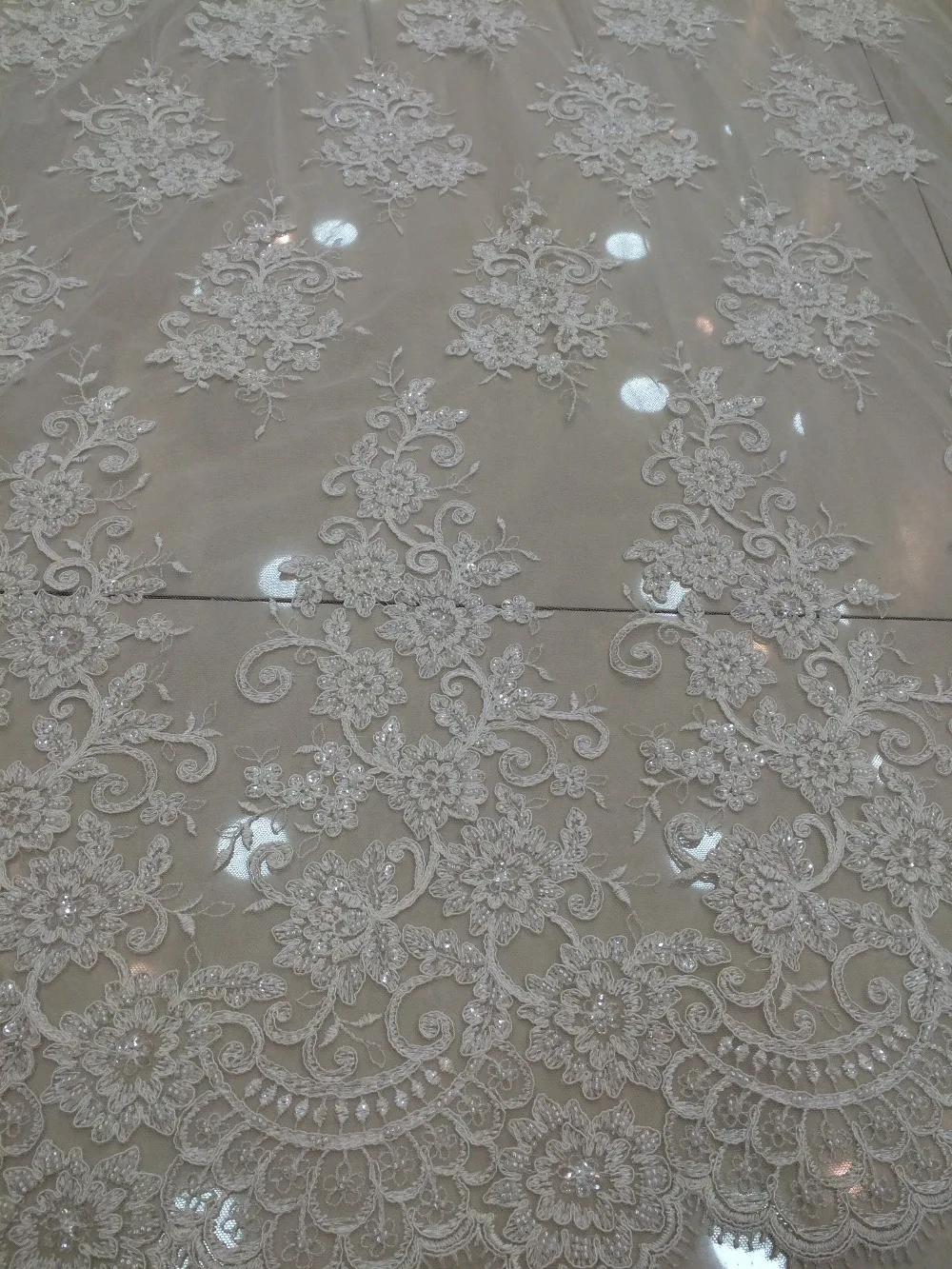 

High Quality Tulle Fabric Laces Nigerian Lace with Beads Z-han11910 French Cord Lace Fabric For Women Dress