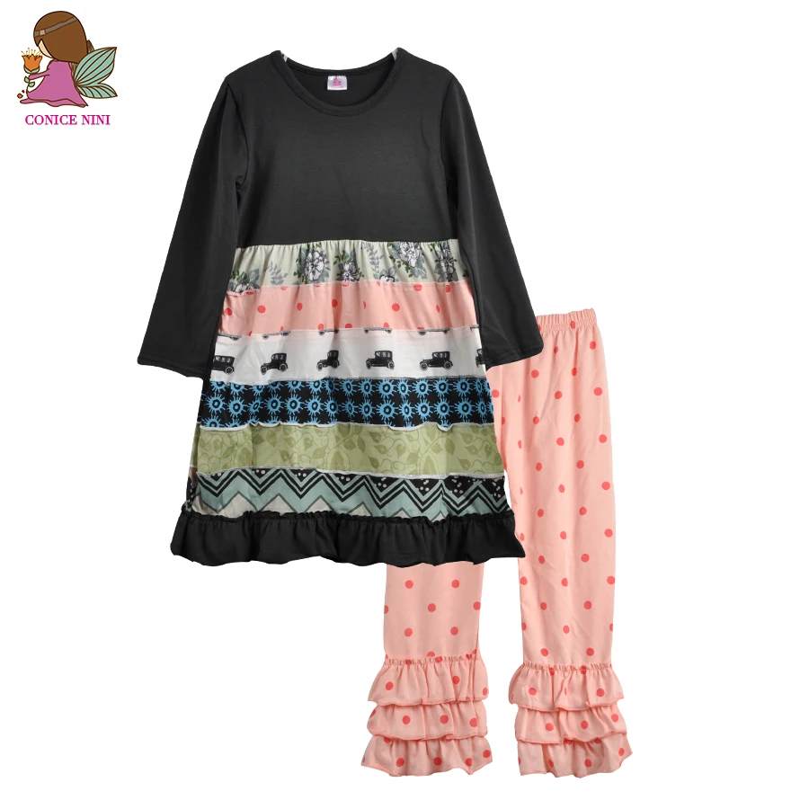 CONICE NINI Brand New Design Wholesale Baby Girl Clothes Set Pink Polk Dot Pants Ruffle