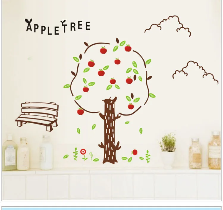

Free shipping DIY Removable Wall Stickers Living Room Kids Room Home Decor Mural Decal Wallpaper AY835 Apple Tree