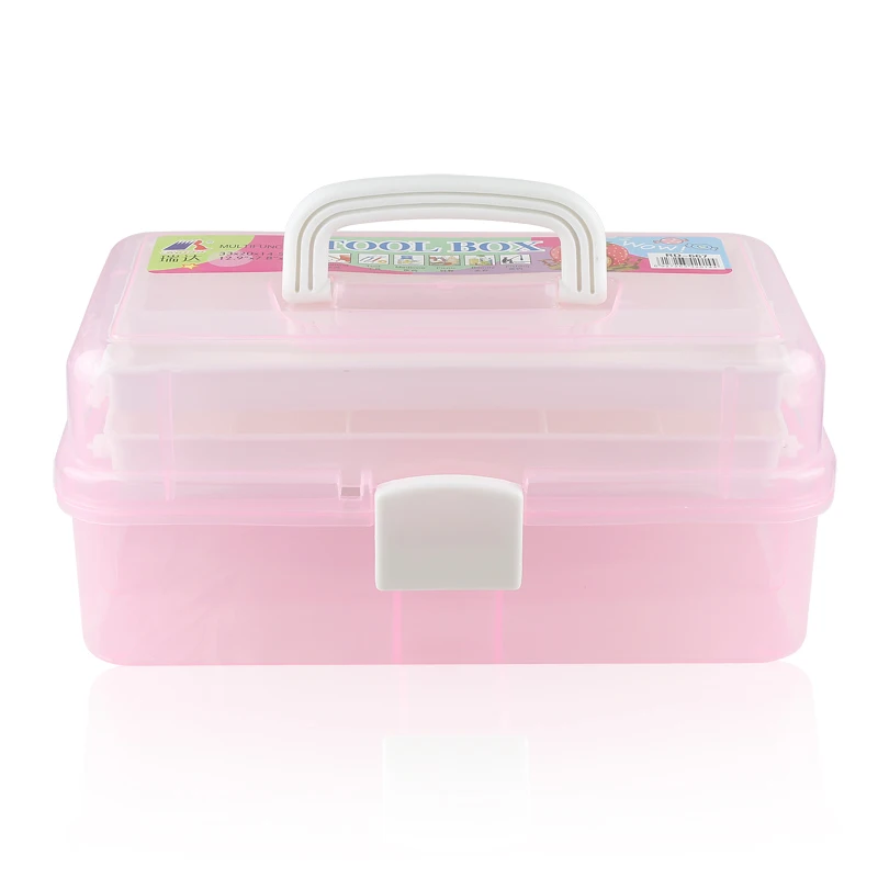 

Transparent Plastic Foldable Three Layers Storage Box Tool Organizer Container Case with Handle Jewelry Storage Organizer